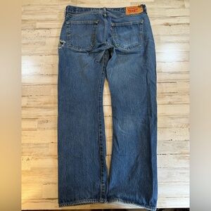 Vintage Levi’s 501 Straight button fly distressed 36 x 30 royal blue denim jeans